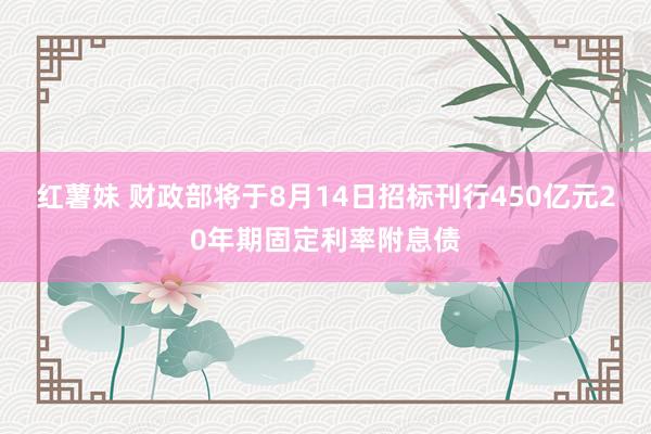 红薯妹 财政部将于8月14日招标刊行450亿元20年期固定利率附息债