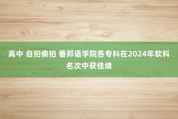 高中 自拍偷拍 番邦语学院各专科在2024年软科名次中获佳绩